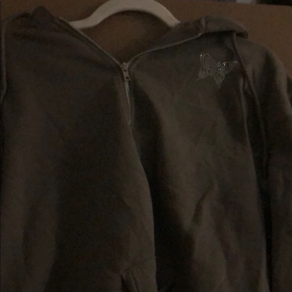 Women's Brown Hoodie with Butterfly Detail